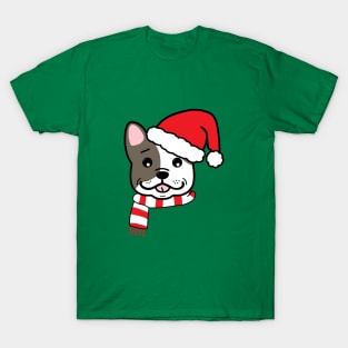 Christmas French Bulldog In Santa Hat Cute Holiday Dog T-Shirt